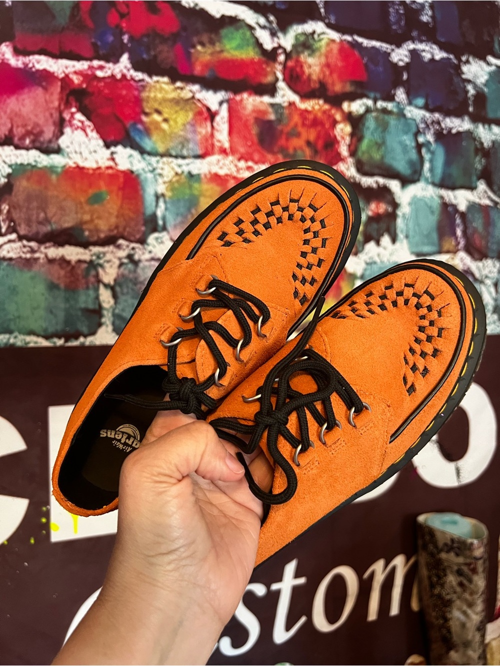 Dr Martens orange suede creeper moccasin size 7
